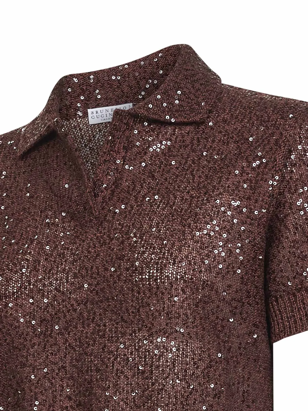 Knit Cropped Polo Shirt Burgundy Linen sold by Lord & Taylor product image thumbnail 3