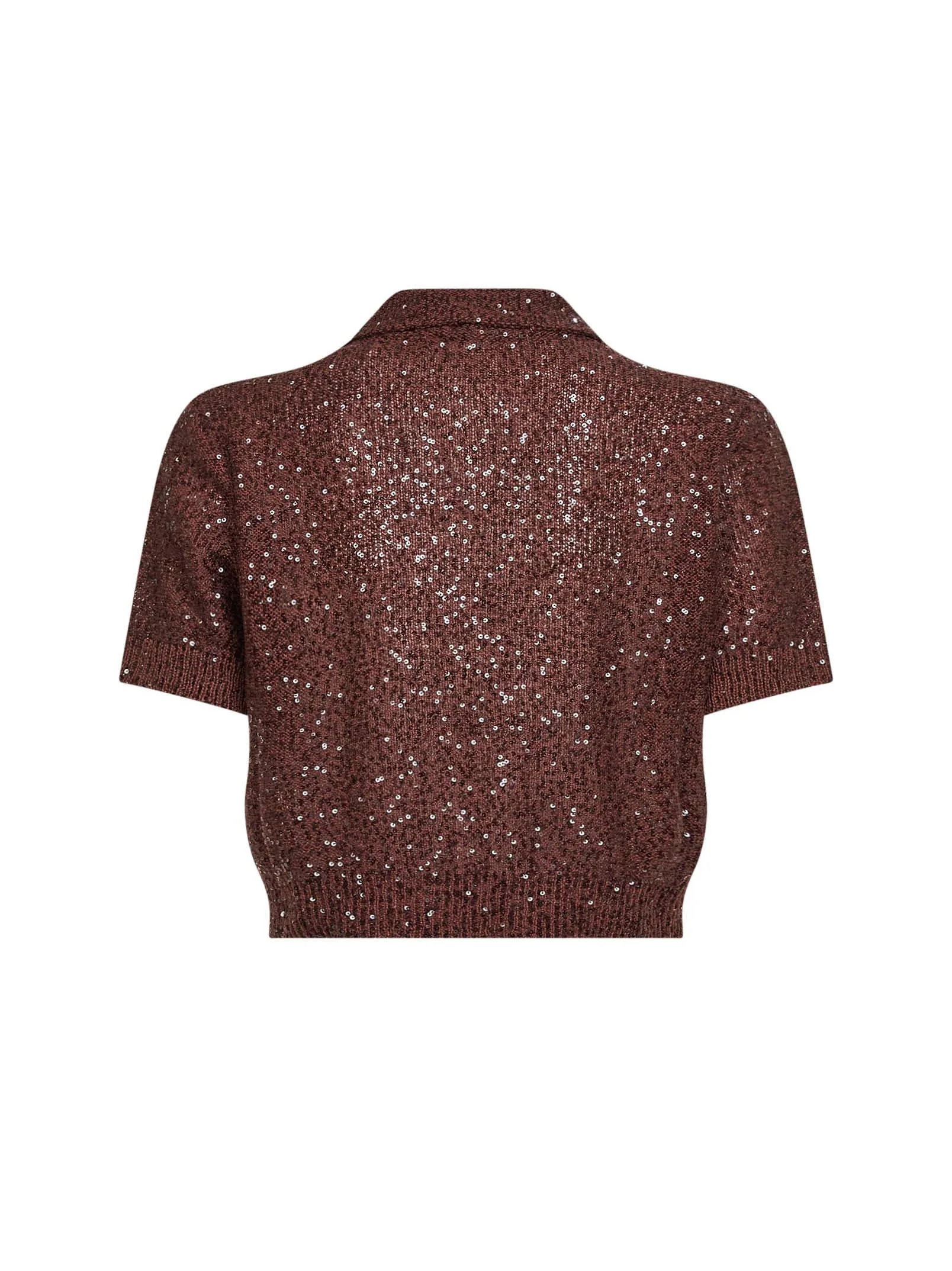 Knit Cropped Polo Shirt Burgundy Linen sold by Lord & Taylor product image thumbnail 2