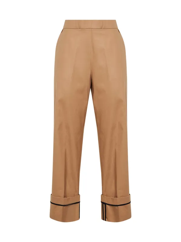 Trousers — Camel Cotton Turn-Up Hems made by Herno