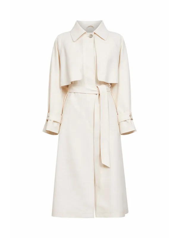 Trench Coat Crinkle-Woven Ivory made by Herno