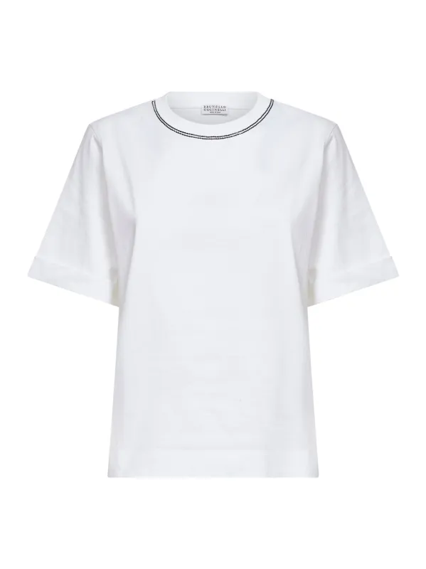 T-shirt Cotton Jersey White made by Brunello Cucinelli