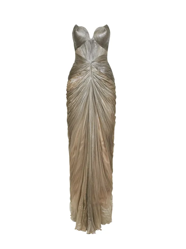 Long Column Dress Cleopatra Beige Silk made by Lord & Taylor