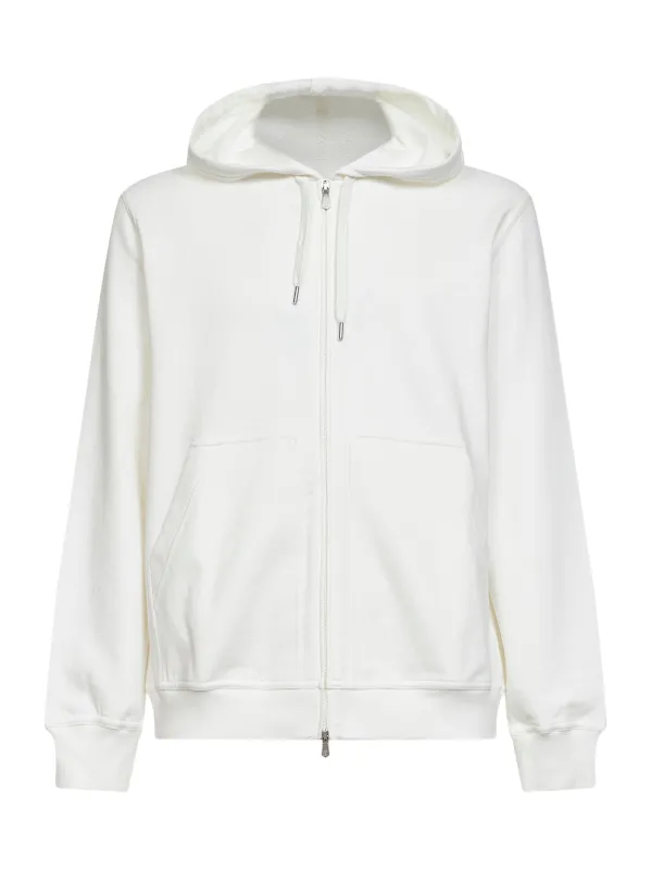 Zip-Up Hoodie Techno Fleece White made by Brunello Cucinelli