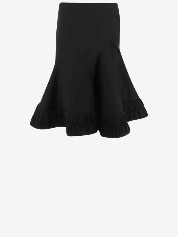 Skirt with Ruched Hem Wool Black made by Dries Van Noten