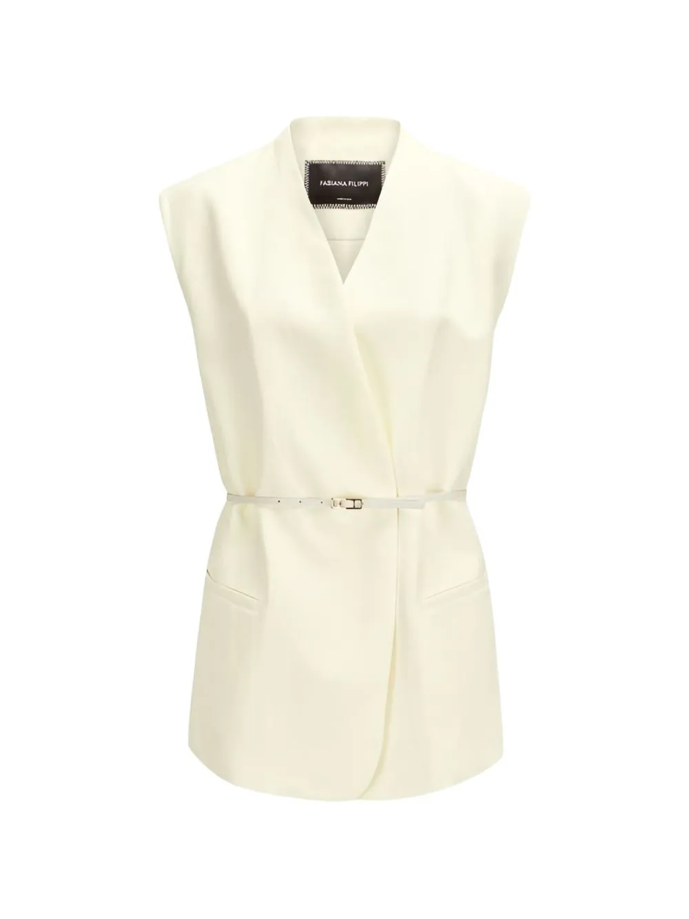 OFF WHITE SLEEVELESS BELTED JACKET sold by Lord & Taylor product image thumbnail 4