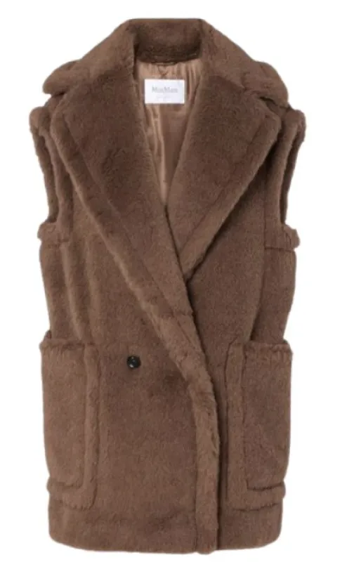 BROWN DOUBLE BREASTED POCKET COAT made by MaxMara
