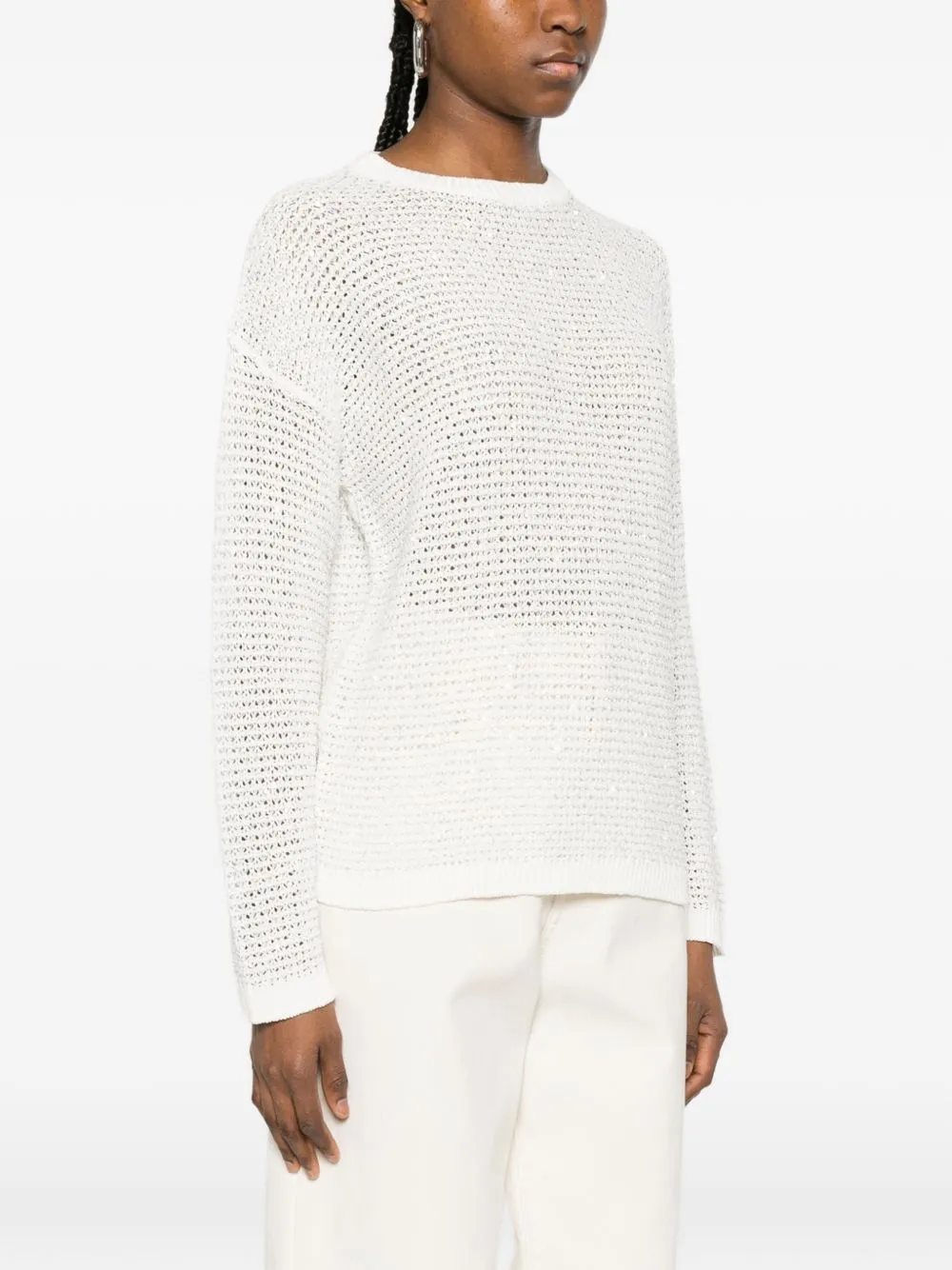 OFF WHITE ROUND NECK SWEATER sold by Lord & Taylor product image thumbnail 4