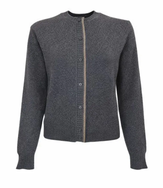 GREY ROUND NECK BUTTON SWEATER made by Fabiana Filippi