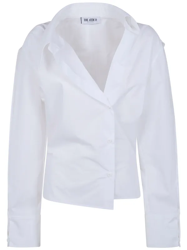 WHITE BUTTON FASTENING WOMENS SWEATER made by The Attico