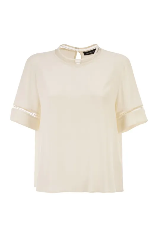IVORY ROUND NECK KEYHOLE TOP made by Fabiana Filippi