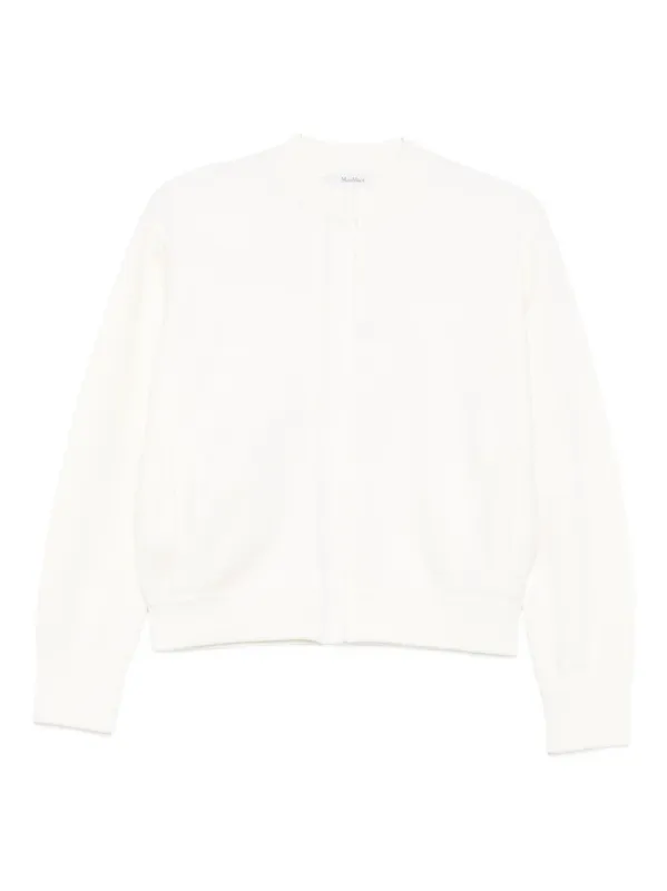 WHITE VIRGIN WOOL ROUND SWEATER made by MaxMara