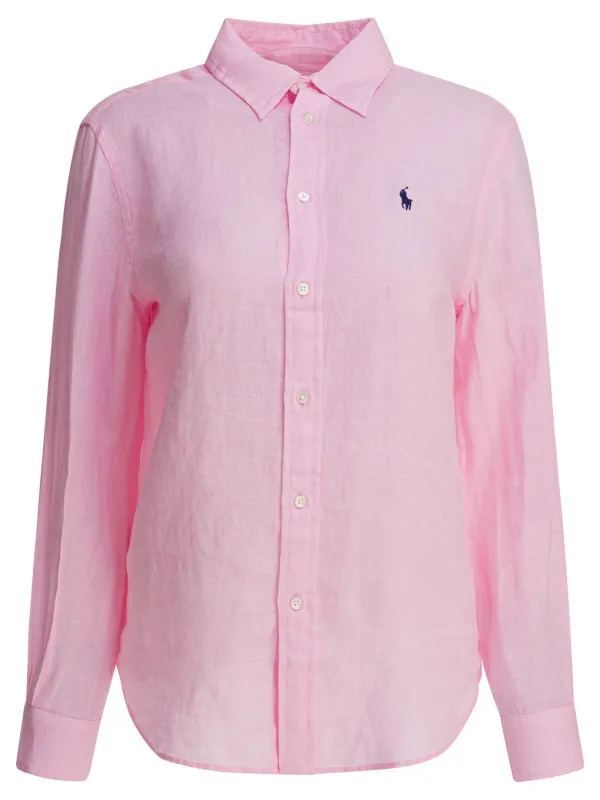 PINK LINEN LONG SLEEVE SHIRT made by Ralph Lauren