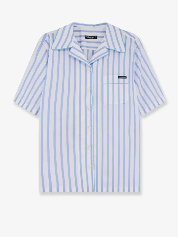 Pyjama Shirt Cotton-Silk Blue made by Dolce & Gabanna