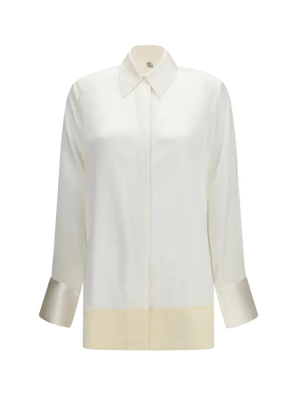 Tuxedo Shirt Soft White Satin made by Toteme