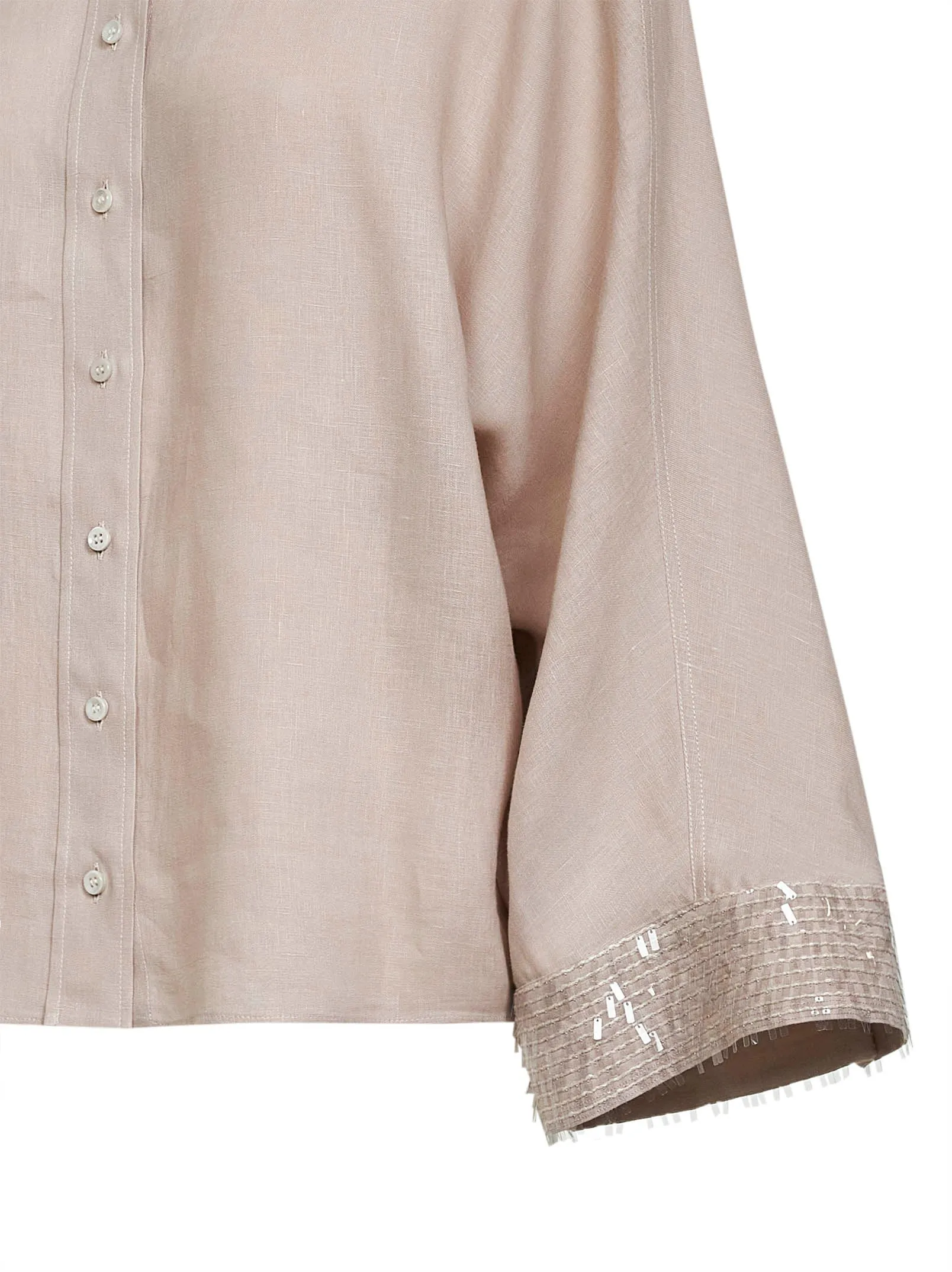 Shirt with Cascade Sequin Cuffs, Beige Linen sold by Lord & Taylor product image thumbnail 3