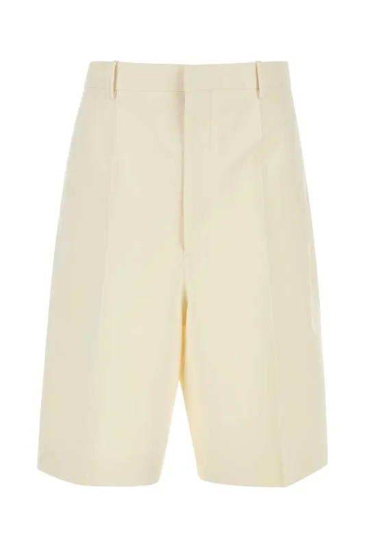 IVORY COTTON BLEND BERMUDA SHORTS made by Bottega Veneta