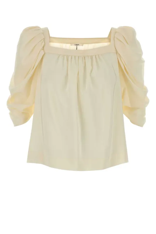 PASTEL YELLOW SILK TOP made by Chloe
