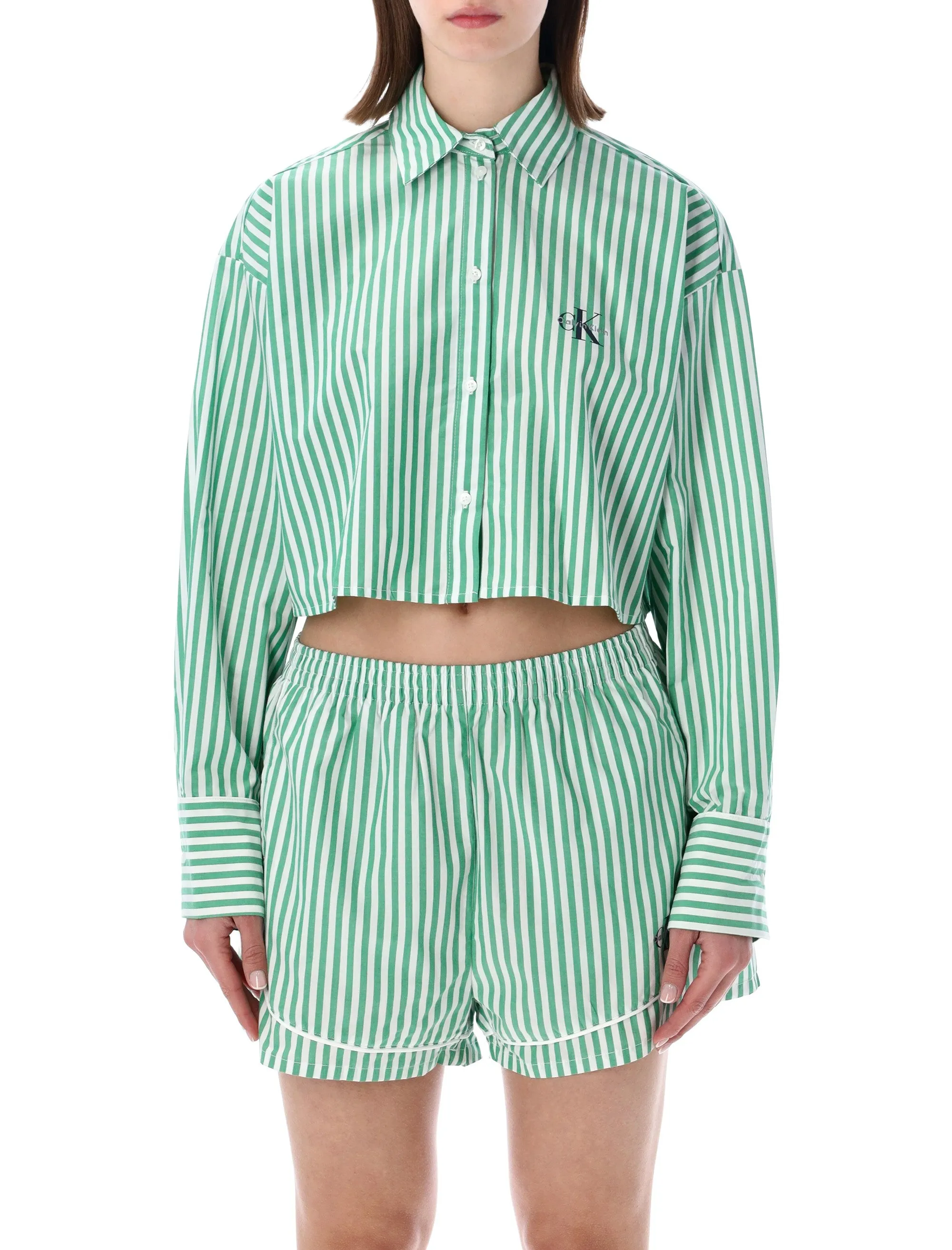 CALVIN KLEIN CROPPED COTTON POPLIN PAJAMA TOP sold by Lord & Taylor