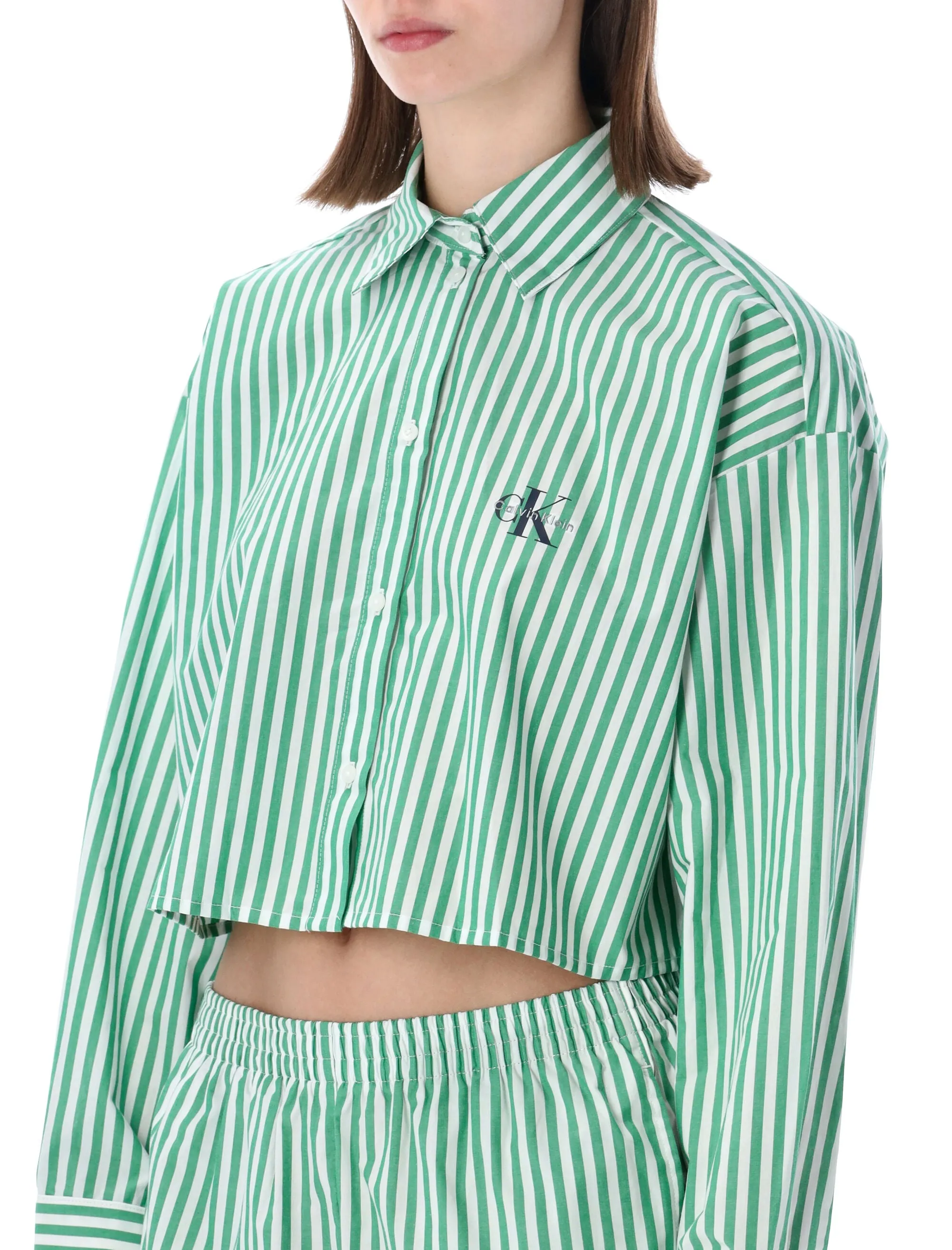 CALVIN KLEIN CROPPED COTTON POPLIN PAJAMA TOP sold by Lord & Taylor product image thumbnail 3