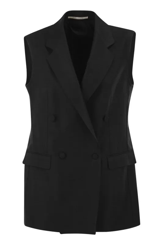 DOUBLE-BREASTED LINEN WAISTCOAT made by Tagliatore