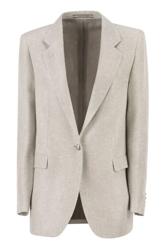 SINGLE-BREASTED BOUCLé-EFFECT MéLANGE BLAZER made by Tagliatore
