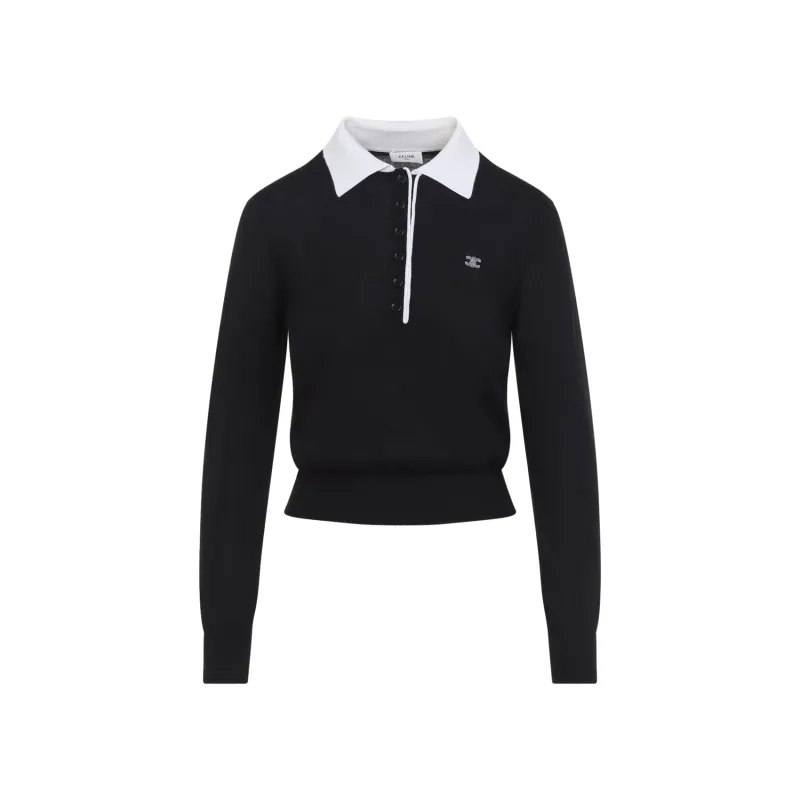 BLACK CASHMERE AND SILK POLO made by Celine