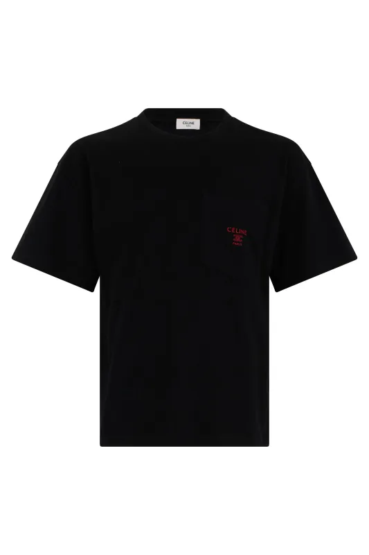 BLACK RELAXED COTTON T-SHIRT made by Celine