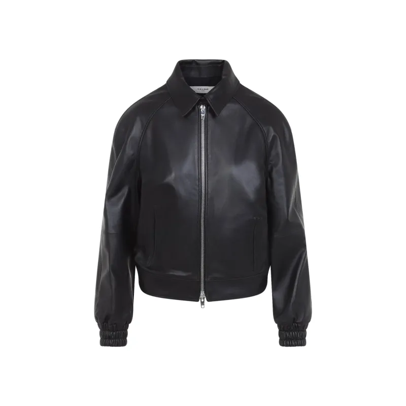 BLACK LAMB LEATHER JACKET made by Celine
