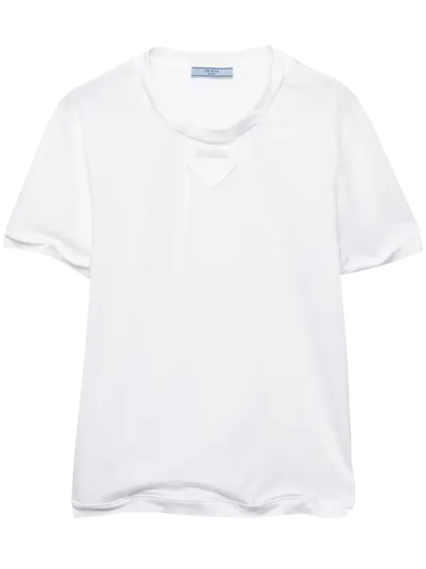 PRADA COTTON JERSEY T-SHIRT WITH FABRIC TRIANGLE LOGO made by Prada