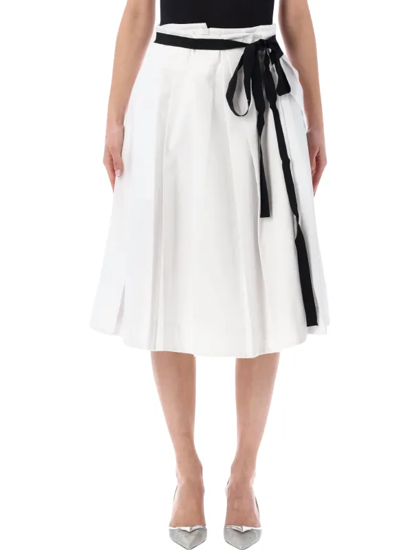 PRADA BELTED GABARDINE PLEATED SKIRT made by Prada