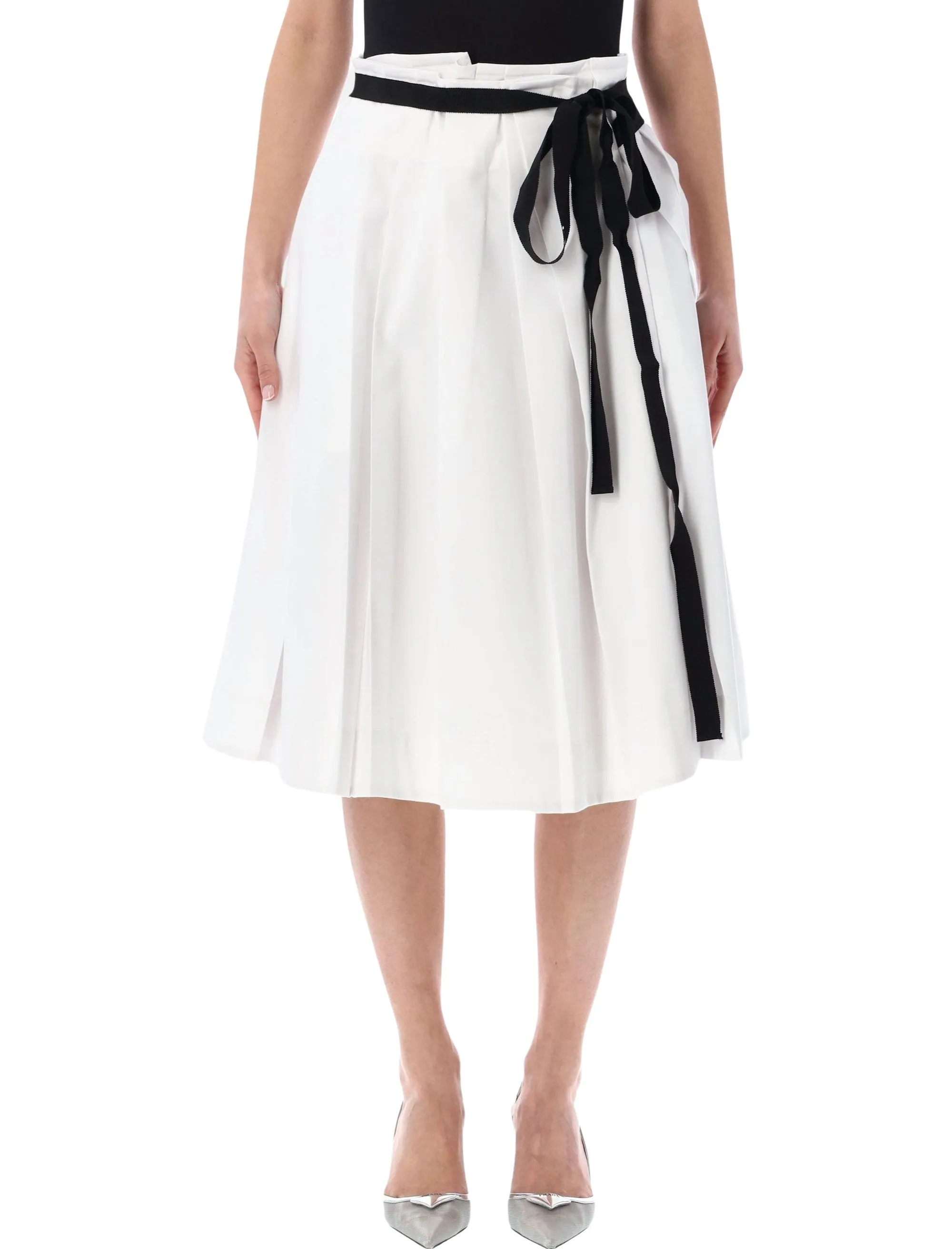 PRADA BELTED GABARDINE PLEATED SKIRT sold by Lord & Taylor