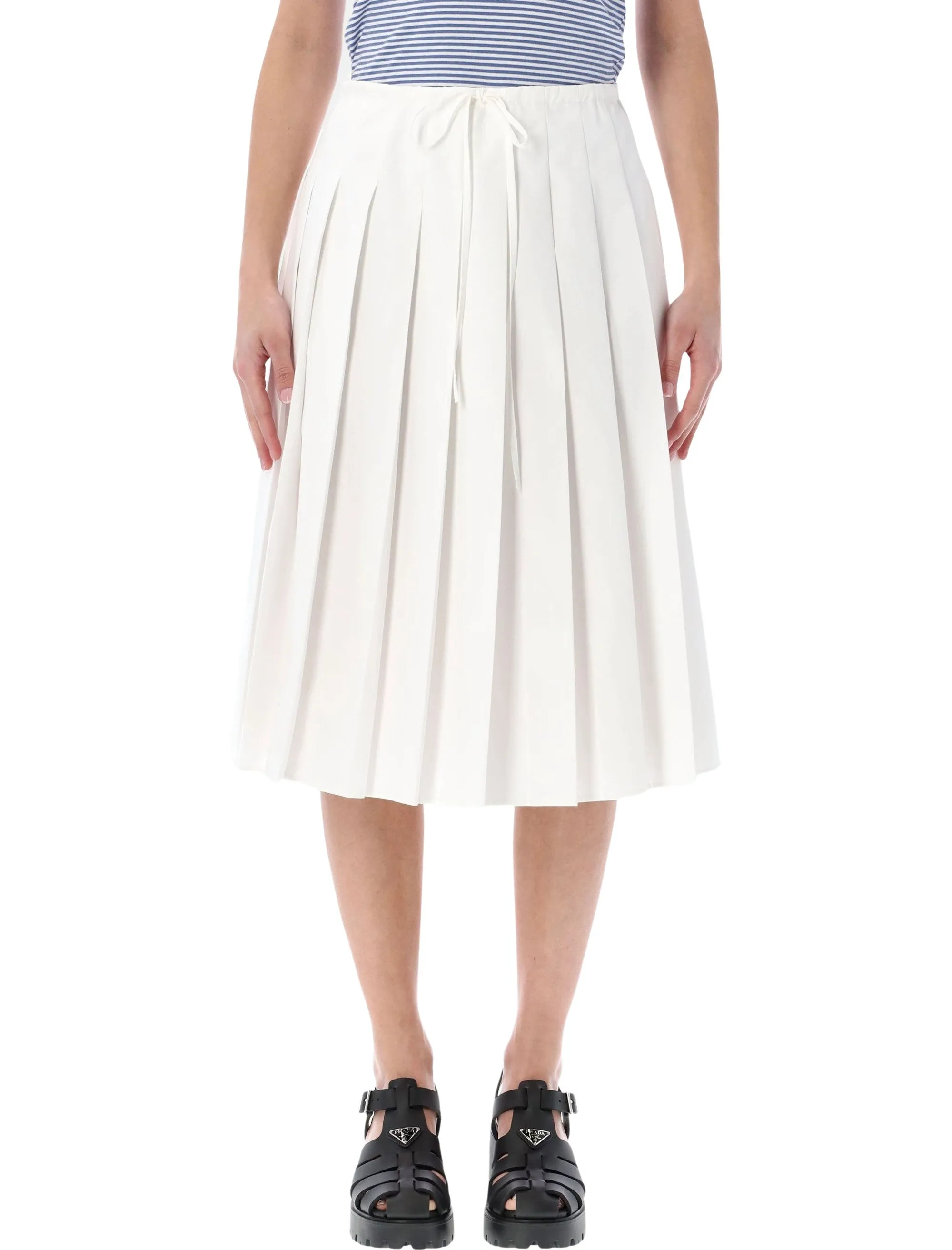 PRADA WHITE PLEATED MIDI SKIRT sold by Lord & Taylor