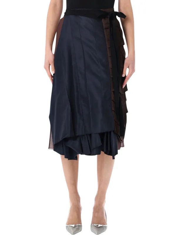 PRADA PATCHWORK FAILLE WRAP SKIRT made by Prada