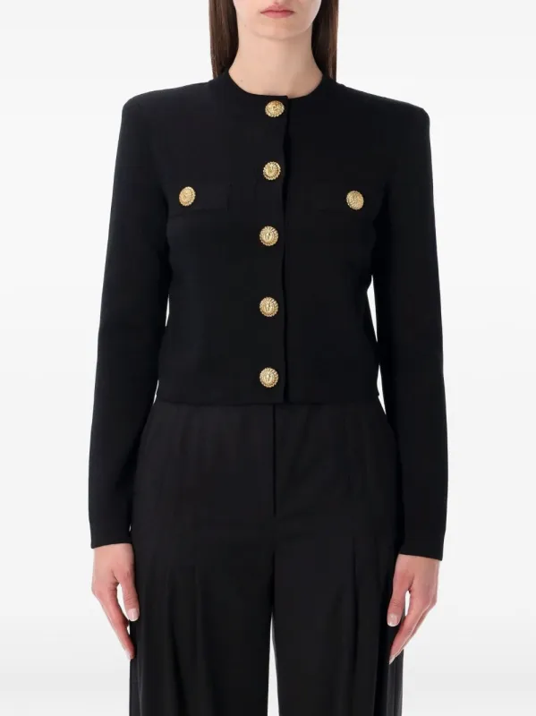BALMAIN LION-BUTTON BLACK CARDIGAN made by Balmain