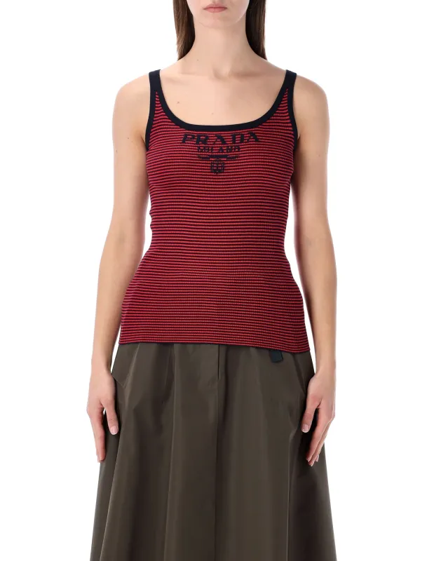 PRADA SILK STRIPED TANK TOP made by Prada