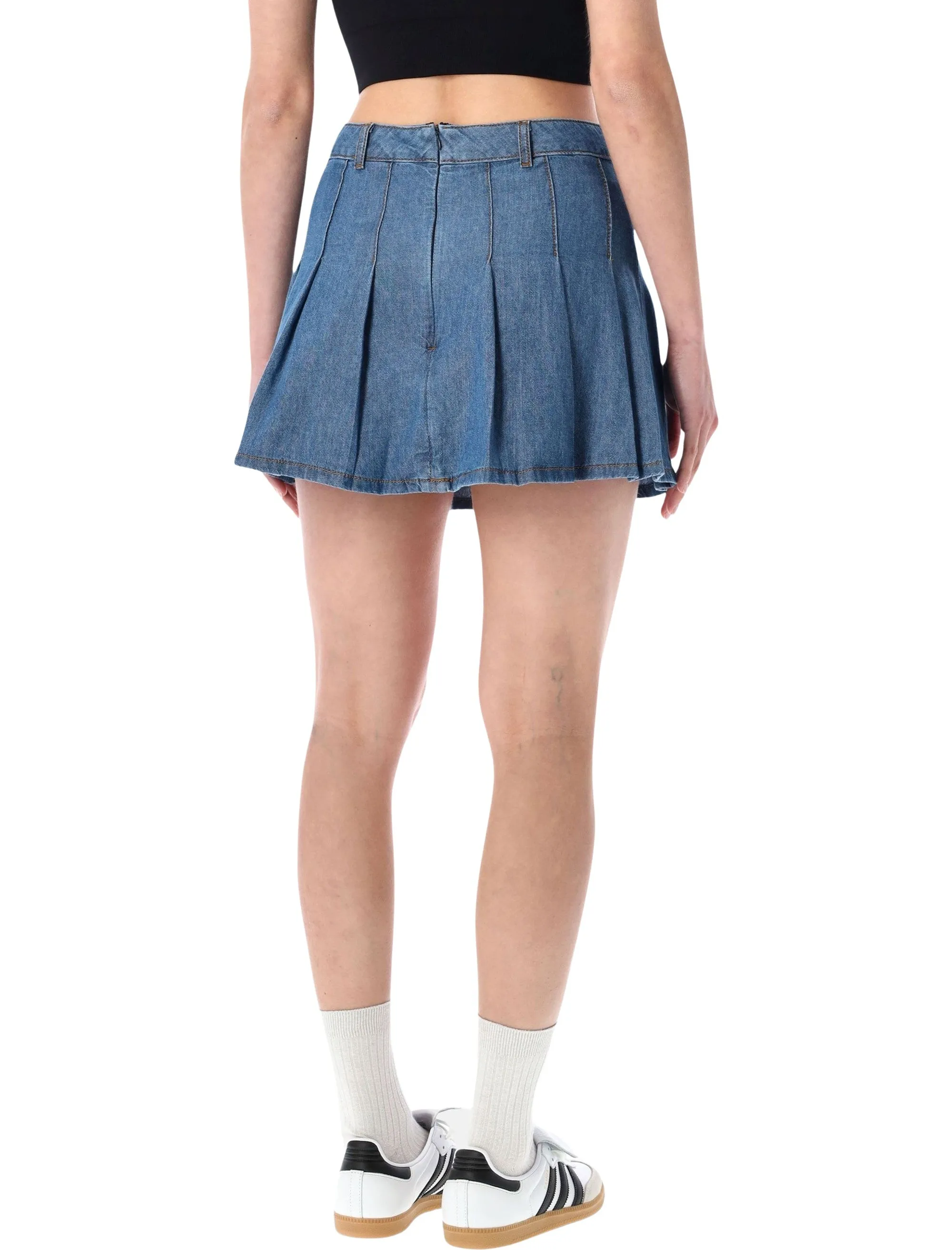 DENIM PLEATED MINI SKIRT sold by Lord & Taylor product image thumbnail 2