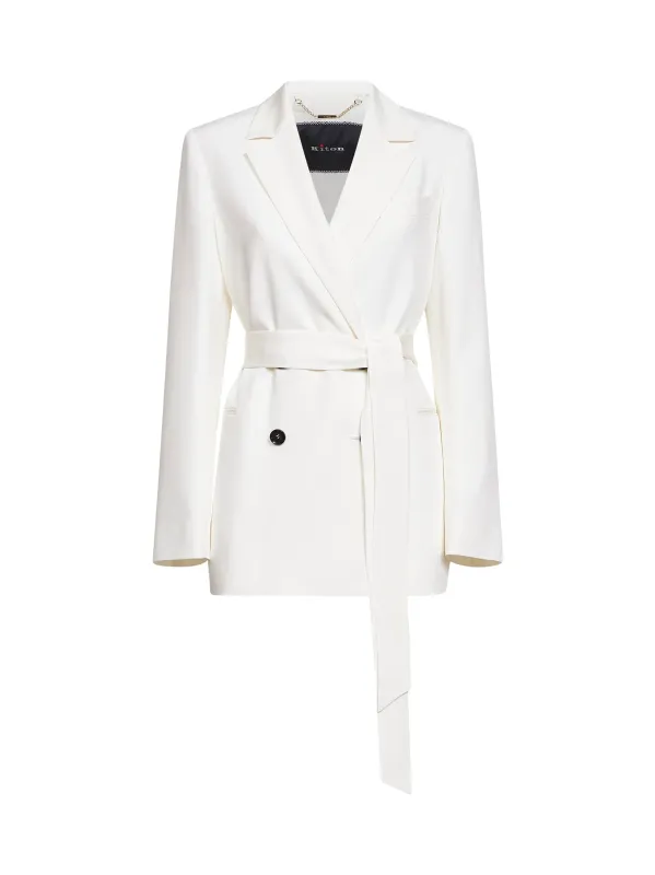 Blazer Double-Breasted Silk Satin White made by Kiton