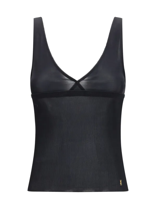 Tank Top Ribbed Silk Black made by Yves Saint Laurent