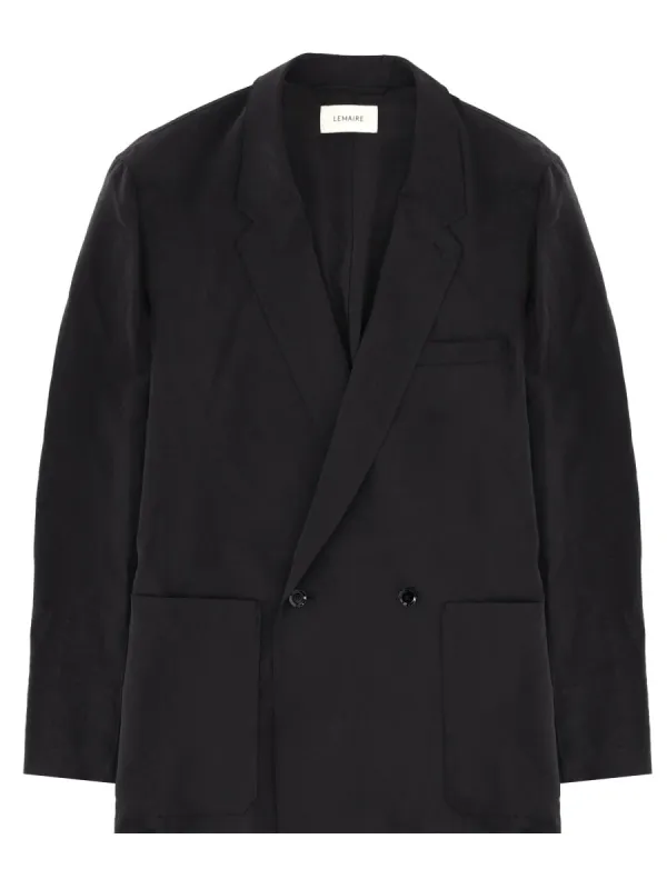 Blazer Double-Breasted Silk Black made by Lemaire