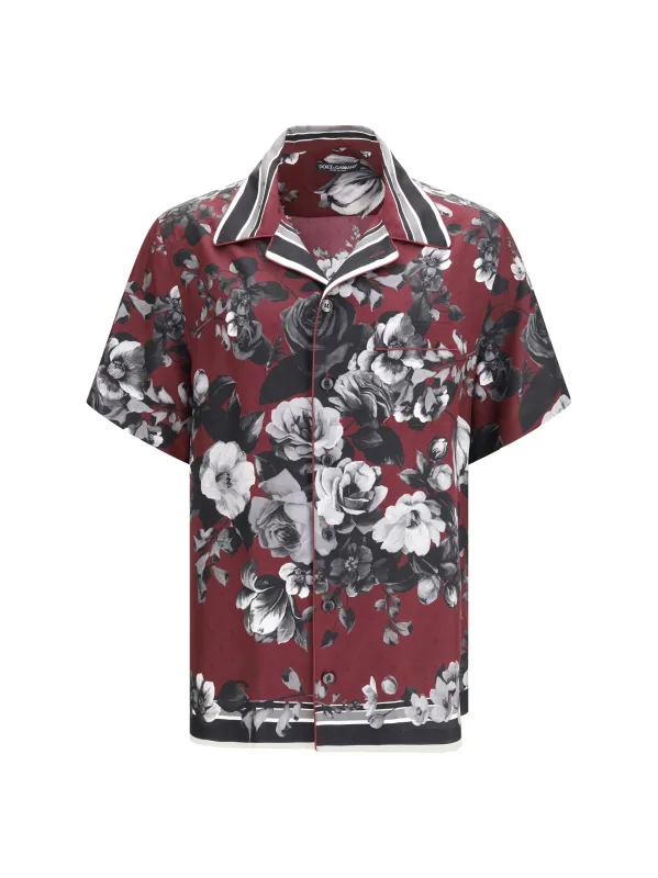 Shirt Peony Print Silk made by Dolce & Gabanna
