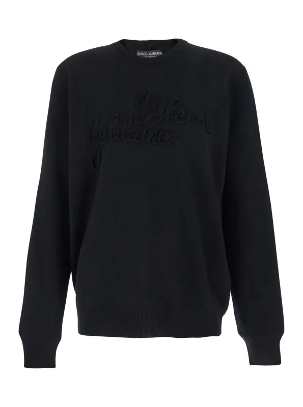 Crew Neck Sweater Black Wool made by Dolce & Gabanna