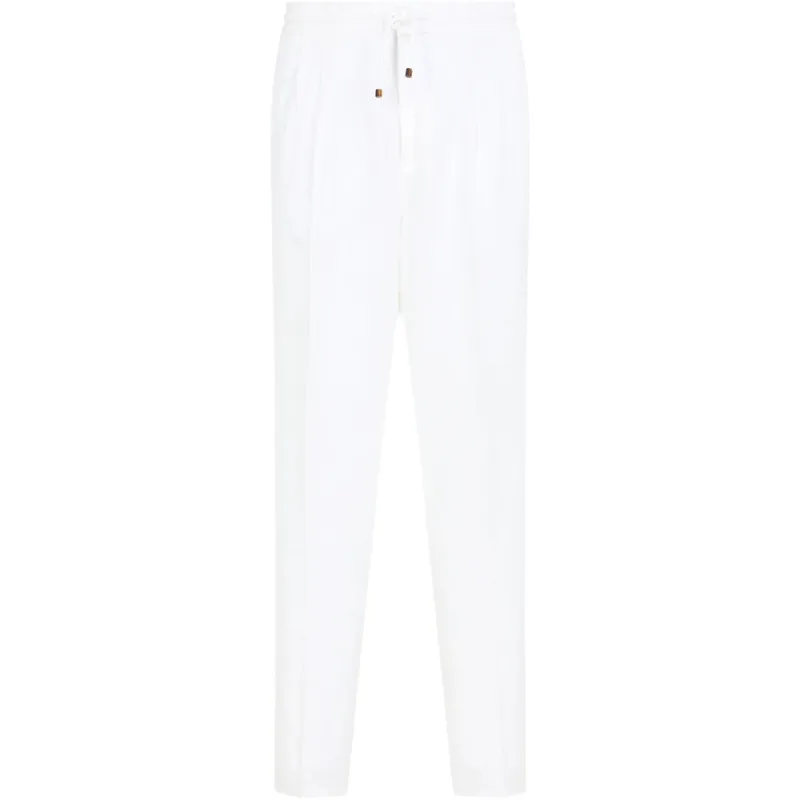 Tapered Trousers White Cotton-Linen made by Brunello Cucinelli