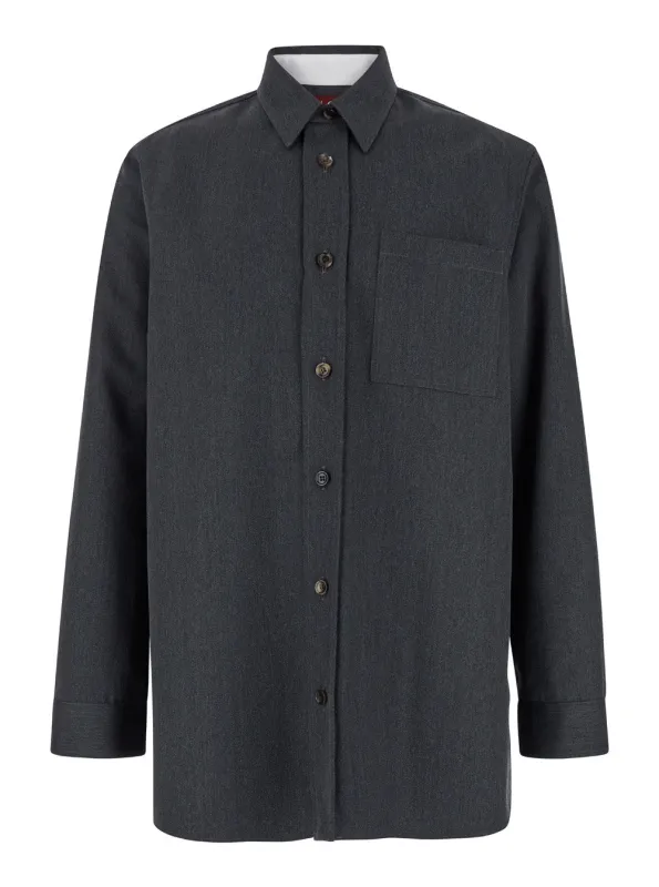 Grey Wool Shirt with Pointed Collar made by Gucci