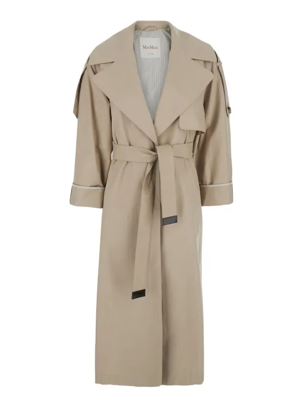 Trench Coat Beige Cotton Blend made by MaxMara