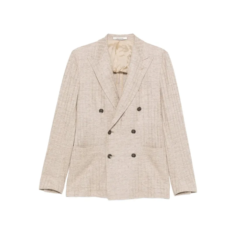 Beige Double-Breasted Blazer Jacket made by Tagliatore