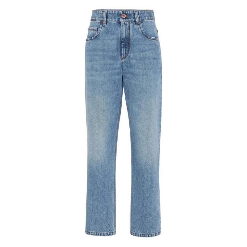 Jeans Straight-Leg Blue made by Brunello Cucinelli