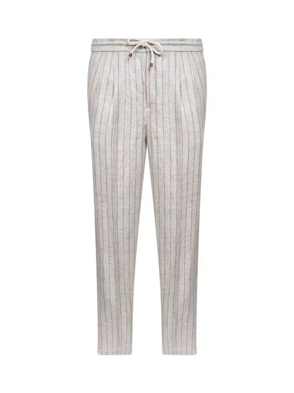 Linen Trousers Beige made by Brunello Cucinelli