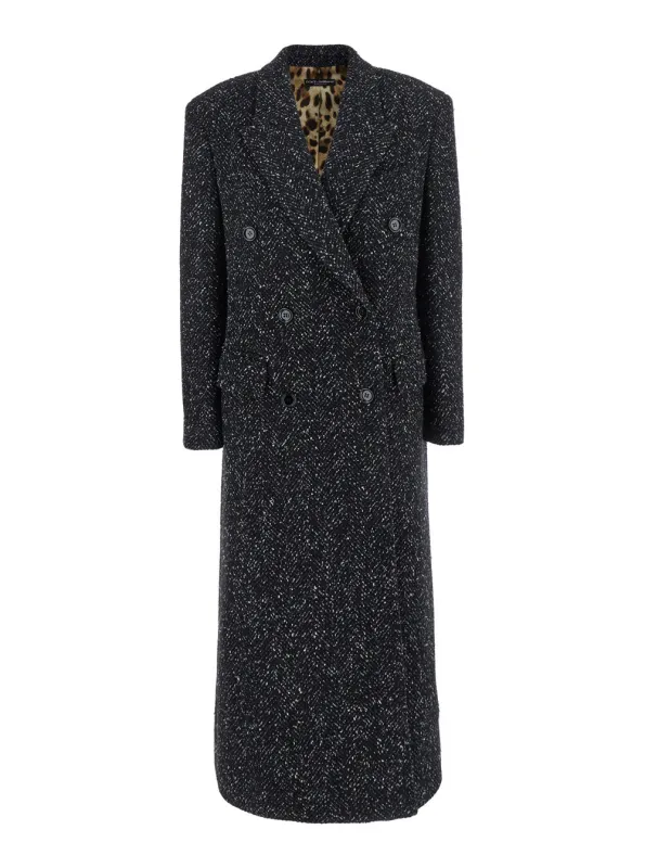Black Double-Breasted Wool Blend Coat made by Dolce & Gabanna
