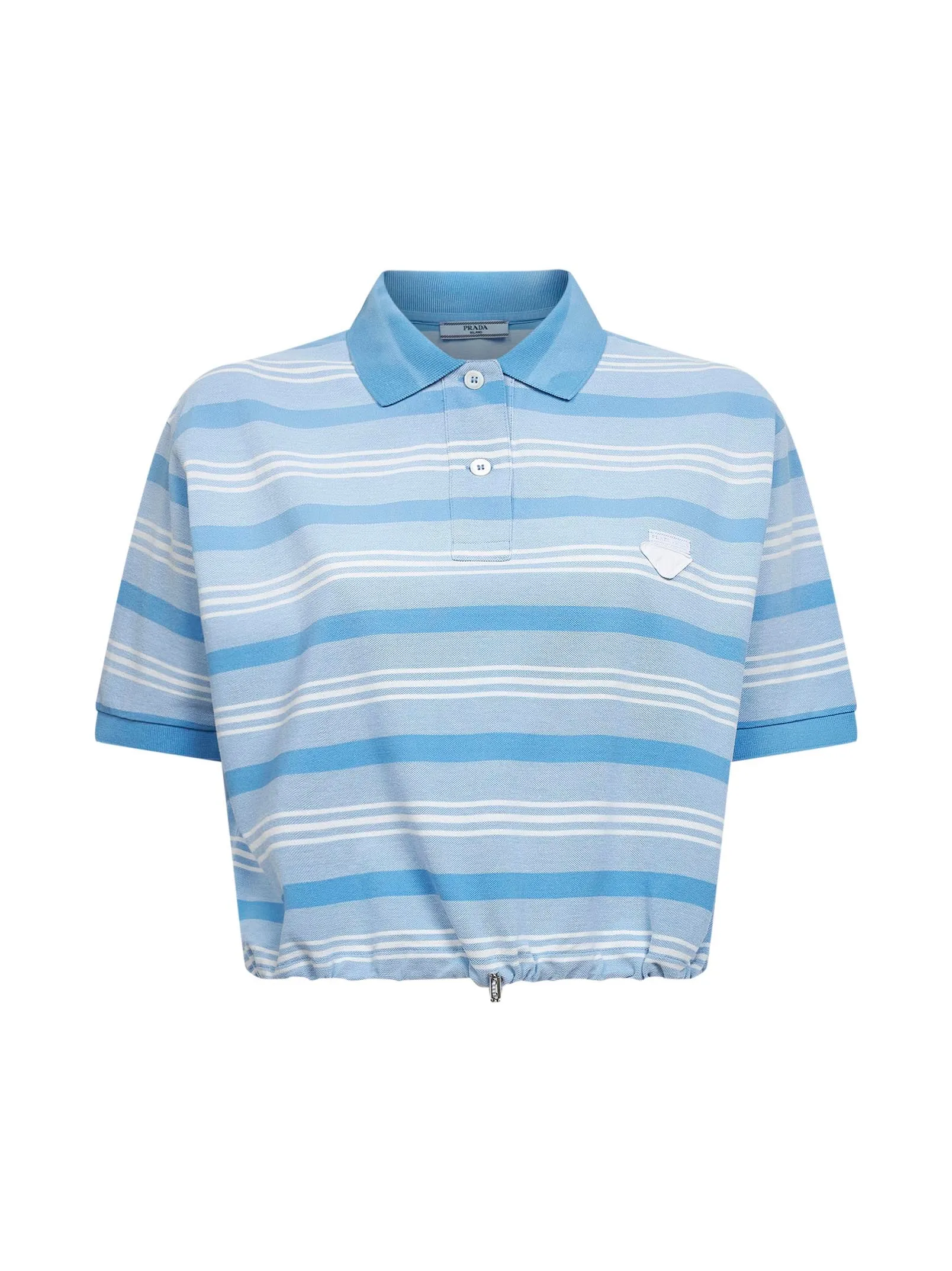 Light Blue Striped Cropped Polo Shirt sold by Lord & Taylor