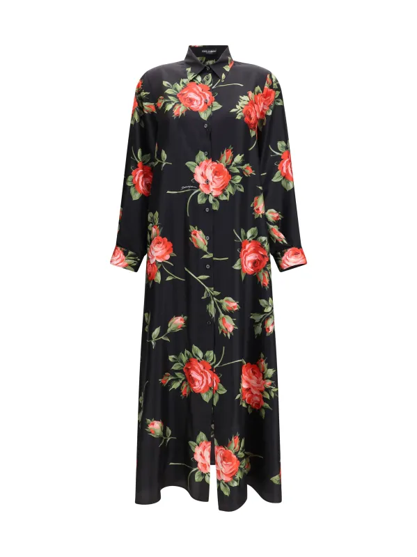Long Silk Dress Bouquet Rose made by Dolce & Gabanna